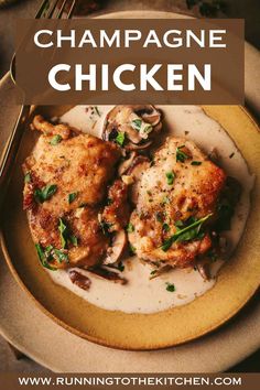 Champagne chicken is a delicious, easy dish that’s easy enough to make during the week but impressive enough to make for company. Sparkling wine, cream, mushrooms, and chicken thighs combine for a complex flavor with minimal effort. Champagne Chicken, Creamy Mustard Sauce, Fancy Dinner Recipes, Pecan Chicken, Gourmet Chef, Best Chicken Recipes, Easy Dishes, Creamy Sauce, Poultry Recipes