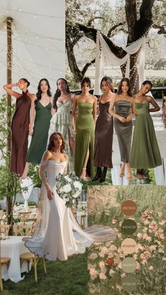 a collage of photos with different bridesmaid dresses