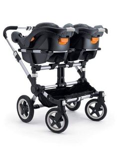 two strollers with wheels on each side