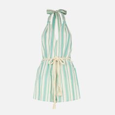 Jumpsuit, Made in Italy. Light Blue stripes, short model, pure cotton dress with canvas belt, V neckline, sleeveless. White Belted Jumpsuits And Rompers For Summer, White Belted Jumpsuit For Summer, Striped Belted Summer Dress, Belted Striped Summer Dress, Striped Belted Dress For Summer, Summer Green Belted Jumpsuits And Rompers, Green Belted Jumpsuits And Rompers For Summer, Striped Summer Dress With Tie Waist, Summer Striped Dress With Tie Waist