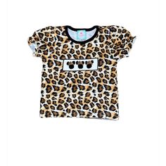 Size 18 Month Hand Smocked Safari Mouse Shirt! Would Be Precious For A Trip To Animal Kingdom Sister Match In Separate Post Cute Brown Tops For Playwear, Cute Brown Tops For Playtime, Cute Summer Tops In Leopard Print, Cute Leopard Print Summer Tops, Animal Kingdom Outfit, Girls Smock, Flamingo Shirt, Hand Smock, Animal Kingdom