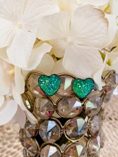 12mm heart stud Green Heart-shaped Earrings For Anniversary, Green Heart Charm Earrings For Valentine's Day, Summer Love, Heart Studs, Summer Of Love