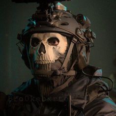 a skeleton wearing a helmet and holding a camera