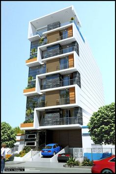 an artist's rendering of a modern apartment building