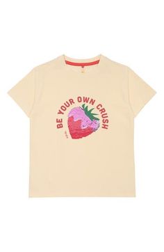 The sweet and shiny sequin-embellished berry on this organic-cotton T-shirt is more fun to wear than eat. 100% organic cotton Machine wash, line dry Imported Fabric Gift Bags, Boys Top, Fabric Gifts, Free Fabric, Green Cotton, Print Gifts, New Kids, The Sweet, Big Kids