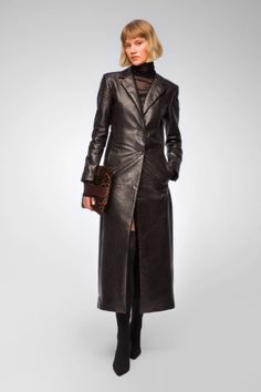 Women's Blazer Leather Coat In Black Luxury Leather-lined Outerwear For Work, Luxury Leather Outerwear For Office, Luxury Evening Blazer For Fall, Luxury Leather Office Outerwear, Designer Leather Jacket For Fall Workwear, Designer Leather Jacket For Workwear In Fall, Luxury Leather Jacket For Fall, Luxury Leather Outerwear For Fall, Luxury Leather Outerwear For Formal Occasions