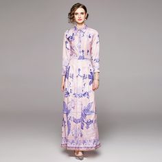 F00150077-103 Formal Long Sleeve Maxi Dress For Summer, Formal Long Sleeve Maxi Dress For Spring, Spring Formal Long Sleeve Maxi Dress, Spring Formal Long Sleeve Dress, Formal Spring A-line Long Sleeve Dress, Formal Long Sleeve Dress For Spring, Maxi Dress Satin, Joker Print, Loose Sweater Dress