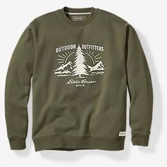 Eb Signature Graphic Crew - Outdoor Badge | Eddie Bauer Cotton Sweatshirt For Outdoor Fall Activities, Casual Cotton Sweatshirt For Outdoor, Casual Cotton Sweatshirt For Outdoor Activities, Casual Outdoor Sweatshirt With Ribbed Cuffs, Casual Crew Neck Sweatshirt For Adventure, Casual Letter Print Sweatshirt For Outdoor Activities, Casual Crew Neck Sweatshirt For Outdoor Activities, Casual Sweatshirt With Letter Print For Outdoor, Casual Sweatshirt With Letter Print For Outdoor Activities