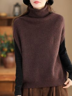 Details: Gender: Women Item Type: Sweaters Material: Cotton Pattern Type: Solid Season: Spring, Autumn Style: Leisure, Daily, Retro Occasion: Going Out, Daily Size: One Size Length: 60.00 cm/ 23.62 " Bust: 116.00 cm/ 45.67 " Winter Layering Solid Color Sweater Vest, Sleeveless Knitted Winter Sweater, Sleeveless Knitted Vest For Fall, Winter Workwear Sleeveless Vest, Sleeveless Winter Workwear Vest, Knitted Sleeveless Vest For Fall, Winter Knit Vest, Sleeveless Solid Color Sweater Vest For Layering, Knit Vest Outerwear For Fall