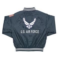 U.S. Air Force Satin Jacket - Blue – Military Republic Air Force Jacket, Air Force Veteran, Proud American, Veteran T Shirts, Satin Jacket, Wings Logo, U S Air Force, Satin Jackets, Us Air Force