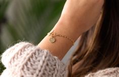 Paperclip Initialed Toggle Bracelet| Custom Paperclip Bracelet The miniature disc toggle bracelet is offered in 14kt Gold Filled | Materials | -Round disc, 14/20 GF 11mm 30 gauge [gold filled, not plated] High quality 14kt Gold Filled 2.8mm Drawn Flat Cable Paperclip {6, 7, 8, or 9 inches} | Details | This bracelet is handcrafted and stamped letter by letter, not machine engraved, making this piece truly unique just for you. How to personalize?  Kindly leave the following in the note to seller b Everyday Yellow Gold Bracelets With Toggle Clasp, Elegant Charm Bracelet With Toggle Clasp, Gold Charm Bracelet Gift With Clasp, Elegant Charm Bracelet With Toggle Clasp As Gift, Round Bracelet With Toggle Clasp As A Gift, Round Bracelets With Toggle Clasp As Gift, Everyday Charm Bracelet With Toggle Clasp, Yellow Gold Chain Bracelet With Toggle Clasp For Gifts, Gift Chain Bracelet With Round Clasp