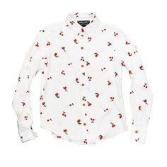 CHERRIES BLOUSE - (2 colors) – THE CAST Casual Long Sleeve Top With Cherry Print, White Strawberry Print Shirt For Spring, Long Sleeve Cotton Tops With Strawberry Print, Casual Long Sleeve Tops With Strawberry Print, Long Sleeve Strawberry Print Spring Tops, Long Sleeve Tops With Strawberry Print For Spring, Cherry Blouse, Cherry Print, The Cast