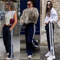 Adidas Bottoms Outfit, Adidas Soccer Pants Outfit, Adidas Outfit Women Casual, Tracksuit Outfit Adidas, Sweatpants Styles, Adidas Track Pants Outfit Woman, Adibreak Pants Outfit, Adidas Women Outfit