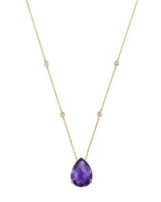 Bloomingdale's Fine Collection Amethyst Teardrop & Diamond Station Necklace in 14K Yellow Gold, 17 - Exclusive Teardrop Diamond, Tanzanite Necklace, Book Jewelry, Exclusive Jewelry, Station Necklace, Purple Gold, Jewelry Accessories, Amethyst, Yellow Gold