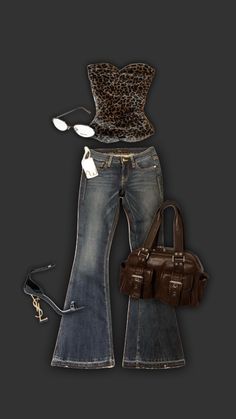 Outfits Layout, Mcbling Fashion, Trashy Outfits, Vintage Wash Jeans, Mode Kawaii, Leopard Print Outfits, Downtown Outfits, Nashville Outfits, 2000s Fashion Outfits