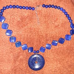 Beautiful, Deep Blue Lapis Lazuli Necklace With Silver Beads. 50mm Round Donut Shape 6mm-8mm Round Bead 16mm Concave Square Bead Necklace Is 20", With 2" Extension. Nwt, Never Worn. Sapphire Jewelry With 8mm Beads, Blue Lapis Lazuli Crystal Necklaces With Round Beads, Royal Blue Lapis Lazuli Necklaces With Round Beads, Blue Lapis Lazuli Round Beads Crystal Necklace, Royal Blue Lapis Lazuli Necklace With Round Beads, Blue Polished Beads Round Jewelry, Blue Polished Round Beads Jewelry, Blue Jewelry With Polished Round Beads, Single Strand Lapis Lazuli Necklace