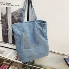 Simple large-capacity shopping bag denim tote bag Trendy Large Capacity Denim Shoulder Bag, Casual Rectangular Canvas Shopping Bag, Denim Tote Shoulder Bag For Shopping, Denim Blue Shopping Bag With Double Handle, Denim Blue Double Handle Shopping Bag, Shopping Bag With Double Handle In Denim Blue, Large Rectangular Denim Shoulder Bag, Casual Denim Blue Rectangular Bag, Trendy Rectangular Denim Shoulder Bag