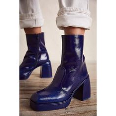 Free People Ruby Shine Electric Blue Leather Zip Women's Platform Boots Sz 39 9 Size: Eu 39 / Us 9 Condition: New Without Box Heel Height: 3.5" Details: Block Heel Side Zip Closures Durable Rubber Outsole Care/Import Made In Spain Shaft Height: 6.2 In Please See Photos. Ask Any Questions Before Purchasing. Blue Ankle-high Boots For Spring, Blue Ankle-high Boots For Fall, Blue Chunky Platform Heels With Round Toe, Blue Chunky Platform High Heels, Modern Blue Heels With Square Toe, Modern Blue Square Toe Heels, Blue Pointed Toe Boots With Reinforced Heel, Bold Heels With Round Toe, Blue Patent Leather Heels With Sculpted Heel