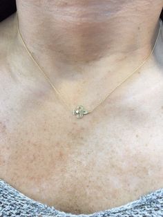 "Dainty 14k gold \"Fleur Di Lis\" necklace. The pendant is suspended sideways from a 18\" chain that secures with a lobster clasp that can be adjusted in length anywhere from 16\"-18\", making it great for layering! Great gift for anyone or just for you! *Adjustable chain from 16\"-18\" *14k solid gold Upgrades for FedEx/UPS guaranteed 2-day delivery are available and can be selected prior to checkout without separate invoicing. It is generally not an issue, but the USPS cannot guarantee deliver Delicate 14k Gold Diamond Necklace With Flower Pendant, Dainty 14k Gold Emerald Necklace, Elegant Flower Charm Birthstone Necklace For May, Elegant Gold Birthstone Necklace With Flower Charm, Delicate 14k Gold Birthstone Necklace For Wedding, Elegant May Birthstone Necklace With Flower Charm, 14k Gold Flower Pendant Diamond Necklace For Wedding, 14k Gold Diamond Necklace With Flower Pendant For Wedding, 14k White Gold Birthstone Necklace For Wedding