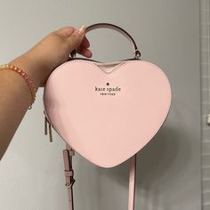 Kate Spade Novelty Bag/ Heart Shaped Brand New Never Worn Leather Heart-shaped Bag With Adjustable Strap, Luxury Pink Bag For Valentine's Day, Chic Leather Bag For Valentine's Day, Luxury Crossbody Bags For Valentine's Day, Elegant Leather Bags For Valentine's Day, Chic Heart-shaped Leather Bag, Chic Valentine's Day Crossbody Bag, Elegant Leather Shoulder Bag For Valentine's Day, Chic Bags With Adjustable Strap For Valentine's Day