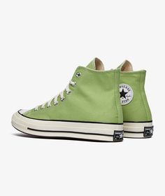 The CHUCK 70 HI  item  from the brand   Converse  which is part of the FA2023  campaign , has arrived || is now available at . Green Shoes Aesthetic, Converse Verdes, Coloured Converse, Downtown Boy, Converse Ideas, Cute Converse, Sneakers Converse, Green Converse, Converse Chuck 70