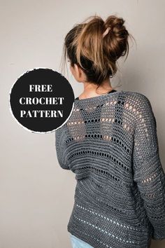 a woman standing in front of a wall with the text free crochet pattern