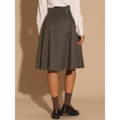 The vintage plaid patterns give this perfectly pleated A-line skirt an irresistible preppy style. This belted tartan skirt with a contemporary swing flare hem will update your plaid collection. To complete a fashion and cute look, pair it with a basic blouse and boots. Suitable for winter and autumn with thick fabric. Preppy Pleated Skirt Bottoms For Fall, Plaid Flared Pleated Skirt With Lining, Plaid Flared Pleated Lined Skirt, Plaid Full Skirt For Work, Preppy Plaid Pleated Skirt For Fall, Fall Preppy Pleated Lined Skirt, Preppy Plaid Skirt For Fall, Plaid Houndstooth Skirt For Fall, Preppy Lined Skirt For Fall