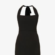 Rare Reformation Black Midi Dress Style: Reiss Halter Neck Low Back Backless Bow Back Slim Fit Midi Elegant Fitted Black Halter Dress, Black Square Neck Dress With Tie Back, Evening Mini Dress With Tie Back And Square Neck, Evening Mini Dress With Square Neck And Tie Back, Chic Halter Neck Bodycon Cocktail Dress, Fitted Cocktail Mini Dress With Tie Back, Black Halter Neck Mini Dress For Formal Occasions, Elegant Halter Neck Bodycon Dress With Tie Back, Black Halter Neck Mini Dress For Formal Events