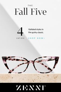 We've updated the classic eyeframe, the gorgeous Cat-Eye! From pink tortoishell patterns to flirty, floral accents, you'll definitely find the perfect look. These stunning pink tortoiseshell cat-eye frames are also available in red, brown, purple, pink floral, black with tortoiseshell interior, and tortoiseshell (gray/black/clear). Shop our new styles just in time for the Fall! #cateyeframes #cateyeglasses #fallfashion Glasses Frames For Women With Gray Hair, Tortoiseshell Cat, Cat Eye Glasses Frames, Eyewear Trends, Tortoise Shell Cat, Zenni Optical, Four Eyes, Gorgeous Cats, Eye Frames