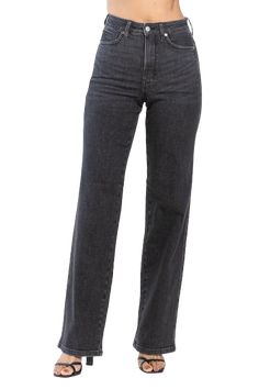 Judy Blue has done it again! This time in a high waisted tummy control straight leg style in a gorgeous charcoal/washed black denim. No longer do your jeans have to make you angry! These will solve the problem of needing jeans that stretch with your every move and they can take you to all your activities! 92% Cotton / 7% Polyester / 1% Spandex FRONT RISE: 12.25" INSEAM: 33" If you've never worn Judy Blue Jeans and aren't sure what size to order PLEASE adhere to these sizing suggestions to avoid Trendy Black Straight Jeans, Washed Black Denim Flare Jeans For Work, High Rise Straight Fit Black Jeans, Black High Rise Straight Fit Jeans, Trendy Straight Washed Black Jeans, Straight Washed Black Denim Jeans, Black Denim Flare Jeans, Charcoal Jeans, Sustainable Wardrobe