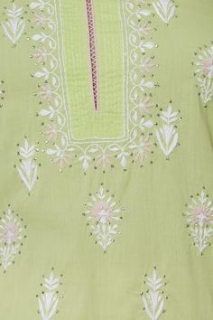 Shop for House of Kotwara Green Cotton Kurta Palazzo Set for Women Online at Aza Fashions Pista Green Kurta With Printed Motifs For Spring, Spring Green Kurta With Printed Motifs, Green Embroidered Cotton Palazzo Set, Spring Straight Kurta Set With Gota Work, Green Kurta With Printed Motifs For Spring, Green Dupatta With Printed Motifs For Spring, Spring Sets With Gota Work And Straight Kurta, Green Palazzo Set With Straight Kurta And Mirror Work, Green Printed Kurta For Spring