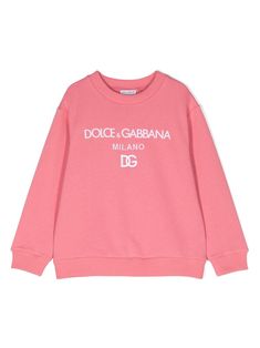 Toddler Tops, Dolce And Gabbana Kids, Feminine Chic, Round Neck Sweatshirts, Kids Coats, Kids Logo, Stella Mccartney Kids, Pink Sweatshirt, Cotton Hoodie