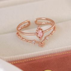 📌 Please Note: When adjusting the ring, please squeeze or expand the ring body slowly and gently. 💎 Materials: 14k Rose Gold Electroplated - more durable than regular platings Cubic Zirconia 📐 Size: Adjustable Open Design - Size 6+ Tiara Ring, Open Design, Diamond Crystal, Quince, Artisan Jewelry, Ring Necklace, Promise Rings, Pretty Things, Blue Topaz