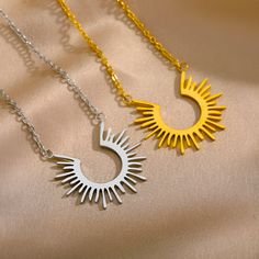 Gold Sun Necklace, Sun Necklace, Sunshine Necklace, Sunburst Necklace, Sun Pendant, Gold Sun Pendant, Silver Sun Necklace, Sunshine Necklace Sun Pendant Gold, Gold Sun Necklace, Sunburst Necklace, Sunshine Necklace, Necklace Chain Types, Necklaces Chain, Lazer Cut, Sun Necklace, Sun Pendant