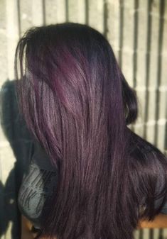 Midnight Plum Hair Color, Dark Black Plum Hair Color, Dark Purple Hair No Bleach, Dark Brown Purple Hair Burgundy, Midnight Purple Hair, Dark Burgundy Hair Color, Dark Purple Almost Black Hair