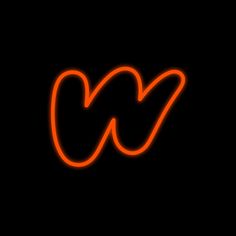 an orange neon sign with the letter w in it's center on a black background