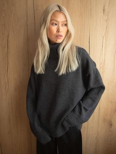 Merino Sheep Wool Turtleneck Women Sweater, Grey Woolen Oversized High Neck Pullover, Knitted Grey Jumper, Christmas Knitwear Mom, Wife Gift Merino Wool Funnel Neck Sweater For Fall, Winter Cashmere Chunky Knit Sweater, Winter Chunky Knit Cashmere Sweater, Oversized Merino Wool Tops For Winter, Oversized Wool Sweater With Funnel Neck, Oversized Fine Knit Turtleneck Sweater, Fall Merino Wool Knitted Turtleneck, Oversized Turtleneck Fine Knit Sweater, Knitted Merino Wool Turtleneck For Fall