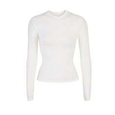 COTTON JERSEY LONG SLEEVE T-SHIRT | MARBLE Single Clothes, Jersey Long Sleeve, White Long Sleeve Top, White Long Sleeve Shirt, Basic Long Sleeve, Basic Shirts, Basic Outfits, Dream Clothes, Looks Vintage