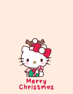 the hello kitty christmas wallpaper is in pink