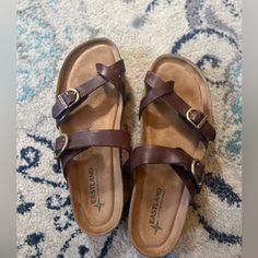 Brand New And Never Worn. I Do Not Have Original Box. Eastland Shoes, Memory Foam Sandals, Wide Width Sandals, Toe Loop Sandals, Adjustable Sandals, Brown Wedge Sandals, Hippie Clothes, Wrap Sandals, Footbed Sandals