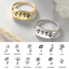 Our Customized birth flower ring makes the perfect trendy gift for your mother, sister, grandparent, bridesmaid, close friend, Each personalized premium quality ring can be personalized with 1-5 birthflowers. We offer 12 different kinds of birth flowers. Material :- 925 STERLING SILVER Pls check your ring size before purchasing. Thank you so much! Flowers Number: each ring can fit: 1-5 birth flowers January ★ Snowdrop ★ - Admiration, love, hope, rebirth February ★ Violet ★ - Faithfulness, humili Dainty Flower Ring With Birth Flower, Dainty Flower Ring With Birth Flower Detail, Elegant Birth Flower Ring As Gift, Elegant Birth Flower Ring For Gift, Elegant Birth Flower Ring Gift, Mother's Day Rose Gold Flower Ring, Flower Shaped Ring For Wedding And Mother's Day, Dainty Birth Flower Rings For Gift, Personalized Silver Flower Ring For Anniversary