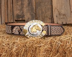 Unique handcrafted western leather belt with horse shoe design stitching and belt buckle Embroidered Leather Belt For Western-themed Events, Leather Embroidered Belt For Western-themed Events, Leather Belt With Embroidery For Western-themed Events, Western Embroidered Belt For Western-themed Events, Western Style Embroidered Belt, Horse Shoe Design, Western Leather Belt, Mens Western, Embroidered Leather