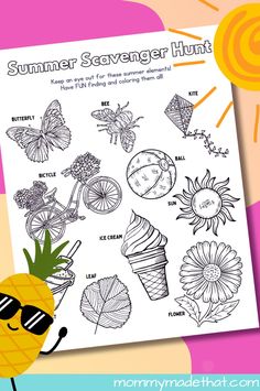 the summer scavenger hunt is an easy and fun activity for kids