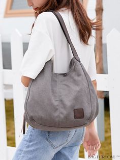 BagForLove - Stylish Canvas Hobo Bag with Letter Patch Decoration, Zipper Closure, and Large Capacity Product Description Color Grey Bag Size Medium Type Hobo Bag Strap Type Double Handle Pattern Type Plain Closure Type Zipper Features High-capacity Style Minimalist Composition 100% Polyester Material Polyester Size Chart INCH CM Bag Length Bag Width Bag Height Handle Height 11 inch 5.1 inch 10.6 inch 7.1 inch Bag Length Bag Width Bag Height Handle Height 28 cm 13 cm 27 cm 18 cm Details Pictures Casual Softback Canvas Bag With Zipper Closure, Casual Canvas Bag With Zipper Closure, Canvas Hobo Bag For Errands, Casual Hobo Shoulder Bag With Zipper, Casual Hobo Shoulder Bag, Hobo Bag With Pockets For Errands, Casual Large Capacity Gray Hobo Bag, Casual Shoulder Bag With Zipper For Errands, Casual Hobo Canvas Bag