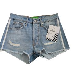 Nwt Sandrine Rose X Free People Cut Off Side Zipper High Waist Denim Jean Shorts Extra-Cool Shorts With Edgy Side Zippers, Distressed Details, And A Frayed Hem. Button Fly Raw Hem Bermuda Shorts Women, Army Green Shorts, Boho Denim, Denim Pocket, White Denim Shorts, High Waist Denim, Denim Jean Shorts, Floral Denim, Denim Cutoff Shorts