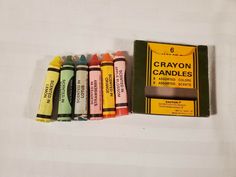 See Photos.  Comes from a clean non smoking home.  All candles are unlit.  Made to look like a Crayola crayon box.  Vintage made in Hong Kong.  No 53-4400-26.  Seller Lot #20008. Listed shipping costs are for the lower 48 (USA) states. For the Eastern US, there is a strong possibility that you will get it with 2 or 3 day shipping. We ship internationally and encourage buyers to use the eBay Global Shipping Program. If there is a difference between the item descripti Crayon Candles, Crayola Crayons, Crayon Box, Usa States, Apple Blossom, Scented Candles, Crayon, Hong Kong, Scents