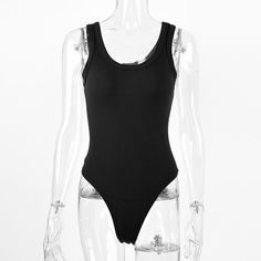 F00217239-104 High Stretch Solid Color Leotard For Club, Trendy Sleeveless Swimming Bodysuit, Casual Solid High Stretch Leotard, High Stretch Sleeveless Leotard For Summer, Basic Black Summer Bodysuit, Sleeveless Casual Club Bodysuit, Casual Sleeveless Club Bodysuit, Basic Black Bodysuit For Summer, Casual Sleeveless Bodysuit For Club