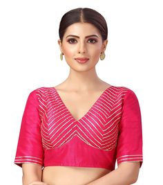 Beautiful Silk V-Neck Saree Blouse With Embroidered Pattern. Care Instructions: Hand Wash Only Fit Type: Regular This blouse is fully stitched and ready to wear with ample margins inside. It is embroidered with golden gota lace Soft silky polyester fabric used to make this blouse It opens from the back and is lined It has a V neck and is padded PRODUCT DETAILS Auction For: 1 Blouse Color: As shown in the picture Condition: New Saree fabric : Poly Silk Washing Instructions: Dry Clean Only Occasions: Wedding Wear, Party Wear, Festive Wear, Durga Puja, Indian Wear, Sangeet Wear, Bridal Wear, Chrismas Day, Mothers Day, Haldi Wear. NOTE *Actual color may vary slightly from your monitor. *We dispatch the product within 5 days after Confirmation of Payment Received. *Payment accept through PayPal Designer Saree Blouse, Sari Design, New Saree, Traditional Blouse Designs, Indian Wedding Wear, Party Kleidung, Durga Puja, Festive Wear, Readymade Blouse