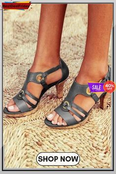 Multi Strap Hollow Heels Sandals Comfortable High Heel Shoes, Elegant Pumps, Gladiator Shoes, Vintage Sandals, Fashion Shoes Flats, Strap Sandals Women, Chunky High Heels, Buckle Sandals, Comfortable Heels