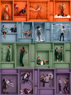 an image of people in different rooms and spaces